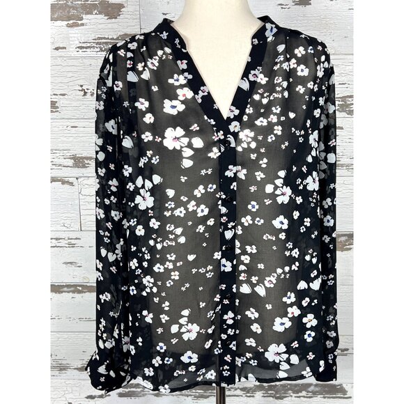 CABI Delight Blouse in Black Floral Long Sleeve Sz XL #6079 NWOT - Picture 2 of 6